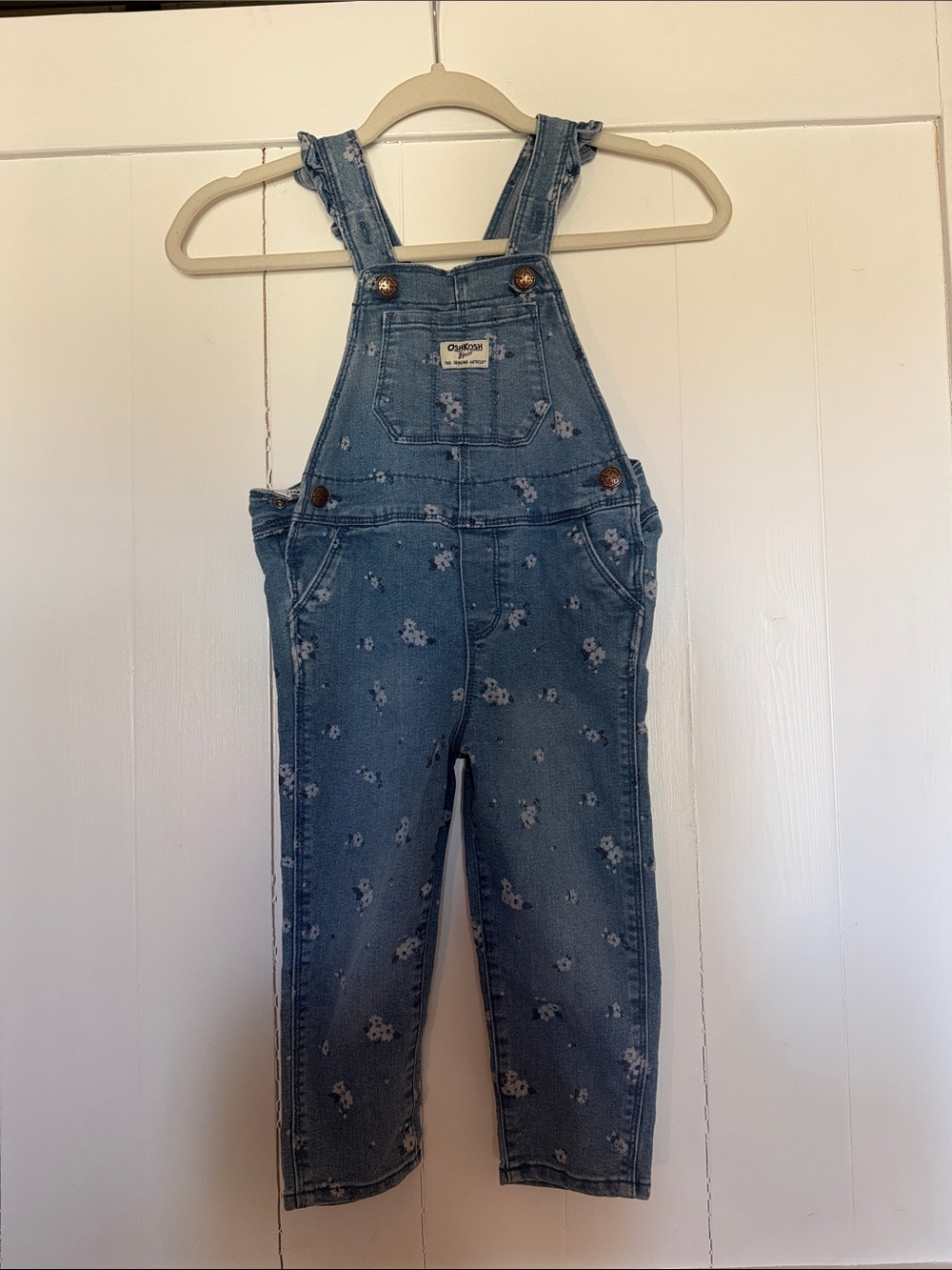 OshKosh B'gosh Light Blue Floral Denim Overalls